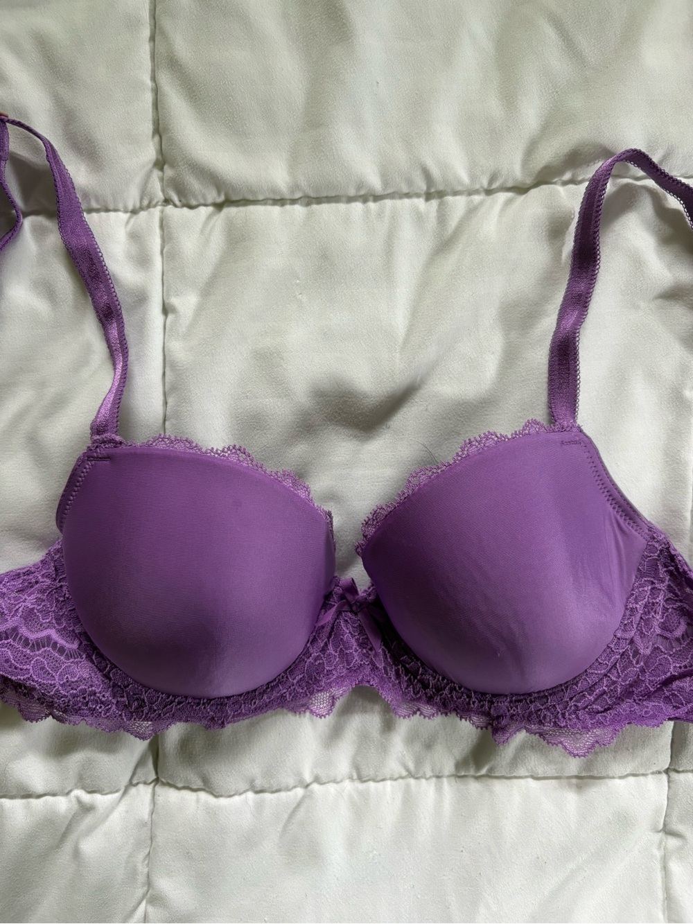 Victoria’s Secret Purple Lace-Trim Push-Up Bra, Size 32C